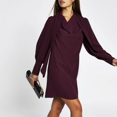 cowl neck dress long sleeve