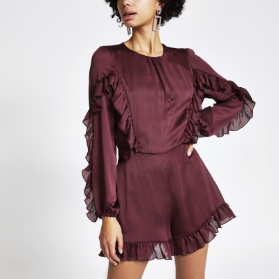 river island ruffle playsuit