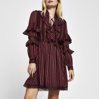 river island red stripe dress