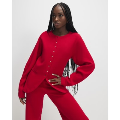 Red Longline Structured Cardigan