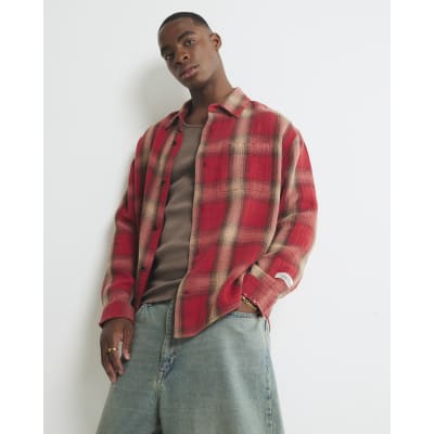 Red Loose Fit Check Shirt