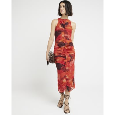 Red leather dress river island sales