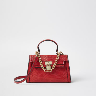 red chain bag