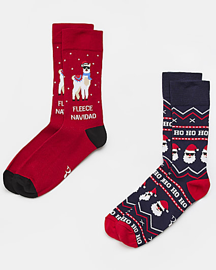 Red Multipack of 2 Christmas socks