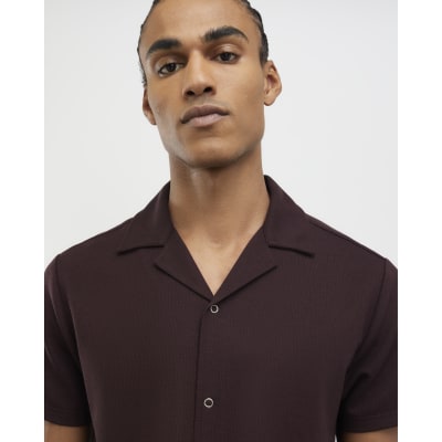 Red Muscle Fit Stretch Revere Shirt