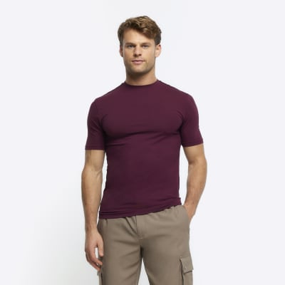 Red muscle fit tshirt River Island