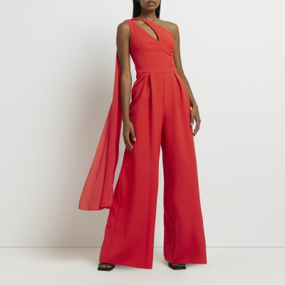 red one shoulder jumpsuit