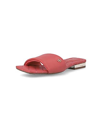 360 degree animation of product Red padded flat sandals frame-0