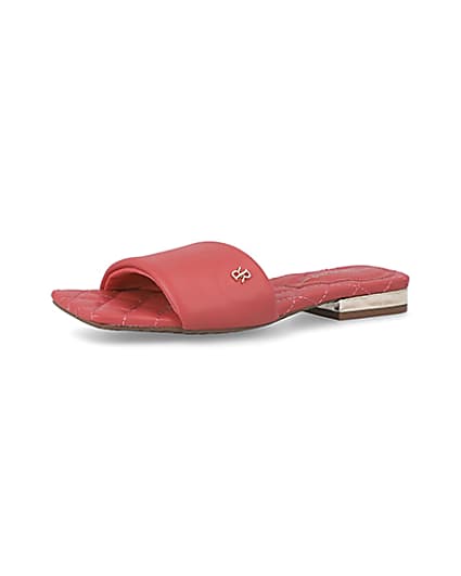 360 degree animation of product Red padded flat sandals frame-1