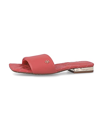 360 degree animation of product Red padded flat sandals frame-2