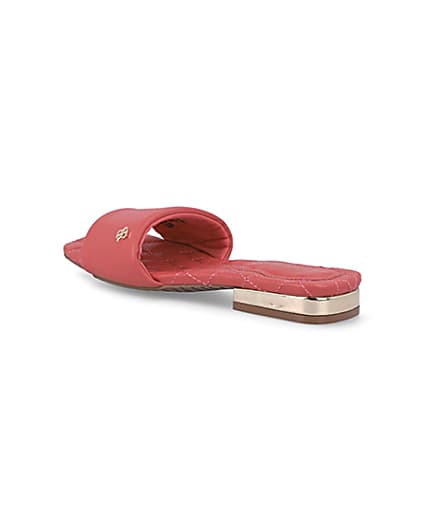 360 degree animation of product Red padded flat sandals frame-6