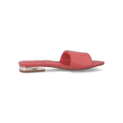 360 degree animation of product Red padded flat sandals frame-14