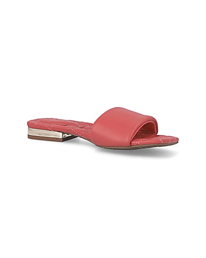 360 degree animation of product Red padded flat sandals frame-17