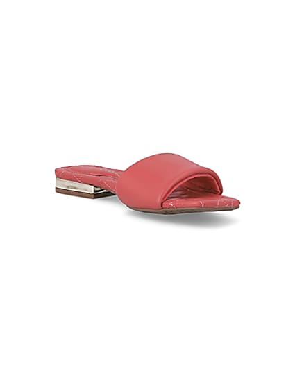 360 degree animation of product Red padded flat sandals frame-18