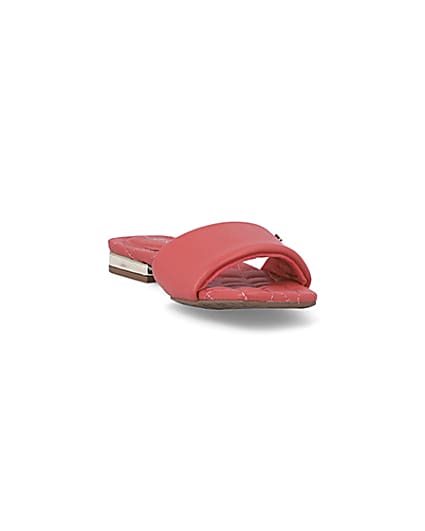 360 degree animation of product Red padded flat sandals frame-19