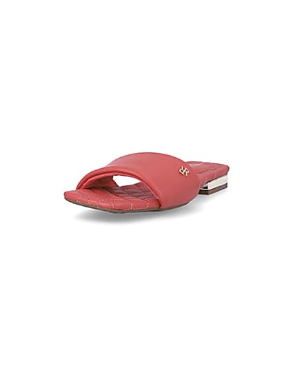 360 degree animation of product Red padded flat sandals frame-23