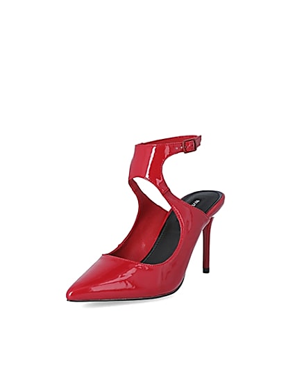 360 degree animation of product Red patent cut out court shoe frame-0