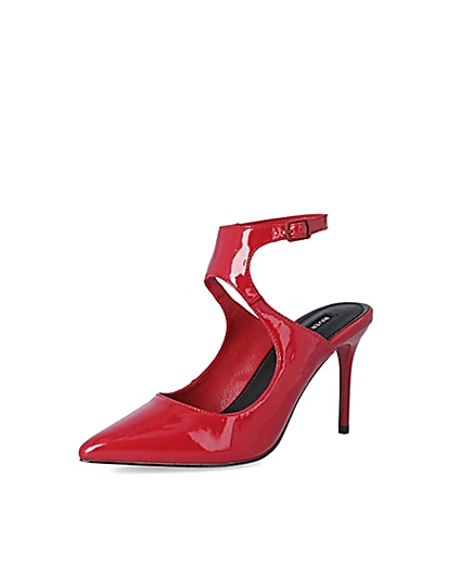 360 degree animation of product Red patent cut out court shoe frame-1