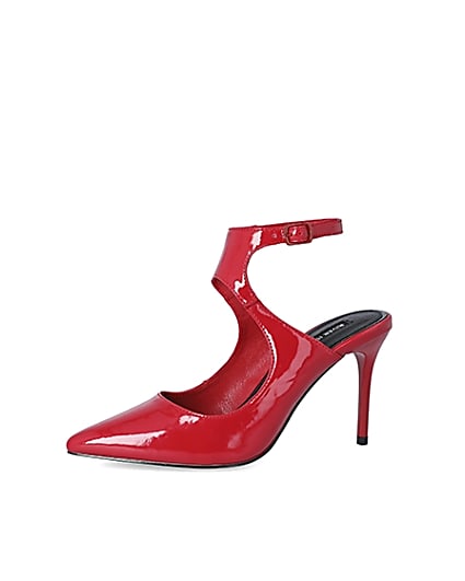 360 degree animation of product Red patent cut out court shoe frame-2