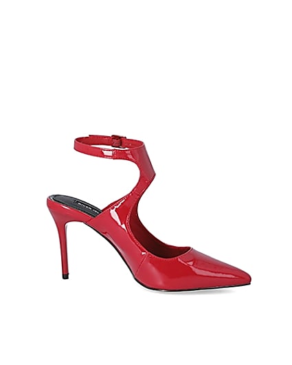 360 degree animation of product Red patent cut out court shoe frame-16