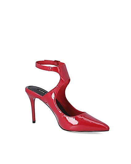 360 degree animation of product Red patent cut out court shoe frame-17