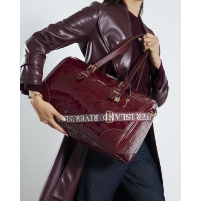 Red Patent Monogram Charm Holdall Bag