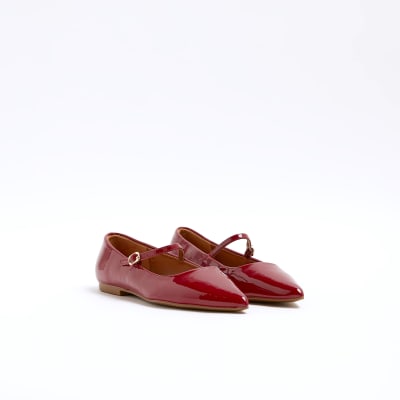 Red patent pointed ballet pumps River Island