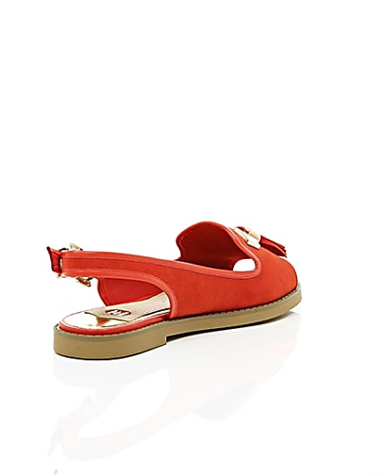 360 degree animation of product Red peep toe slingback loafers frame-13
