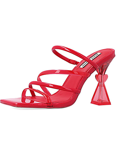 360 degree animation of product Red perspex heeled mules frame-1
