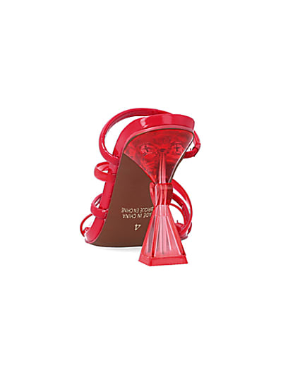 360 degree animation of product Red perspex heeled mules frame-8