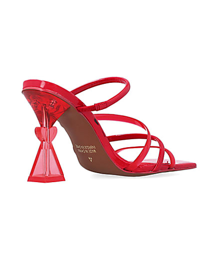 360 degree animation of product Red perspex heeled mules frame-12