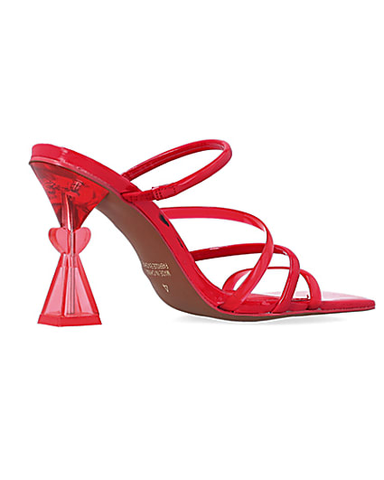 360 degree animation of product Red perspex heeled mules frame-13