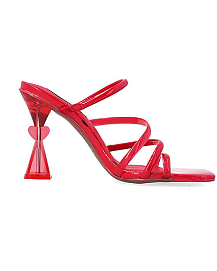 360 degree animation of product Red perspex heeled mules frame-15