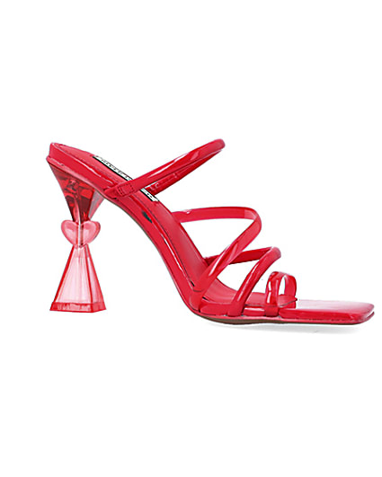 360 degree animation of product Red perspex heeled mules frame-16