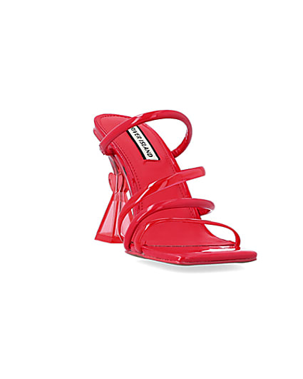360 degree animation of product Red perspex heeled mules frame-19