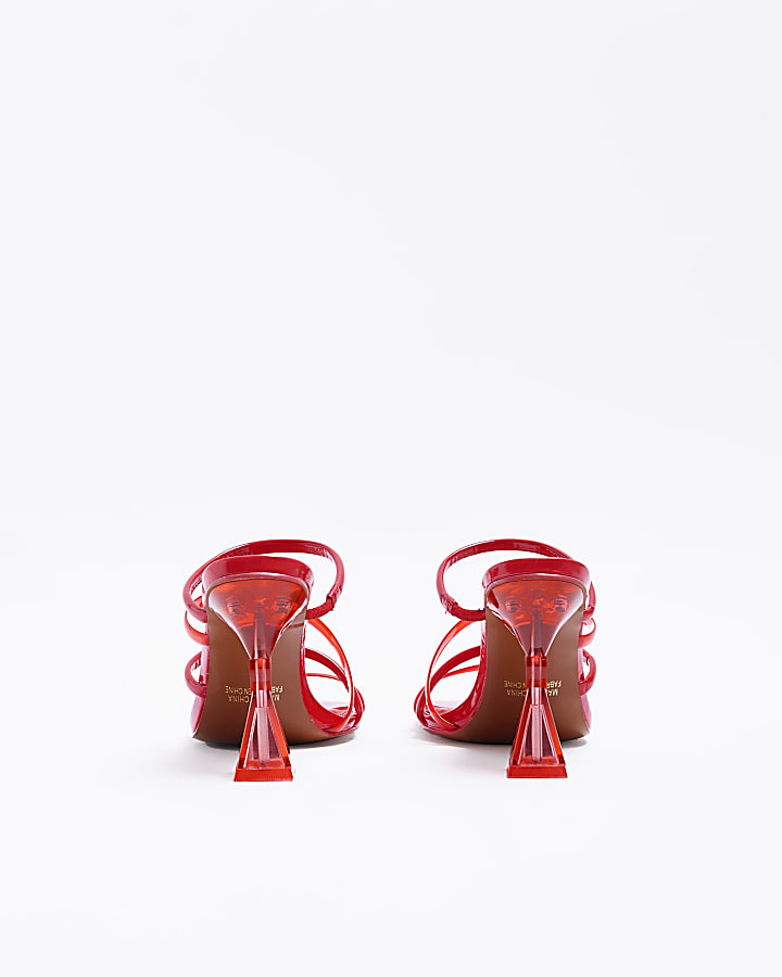 Red perspex heeled mules