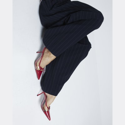 Red Perspex Mule Heel Court Shoes River Island