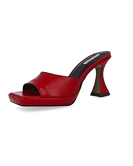 360 degree animation of product Red platform heeled mules frame-1