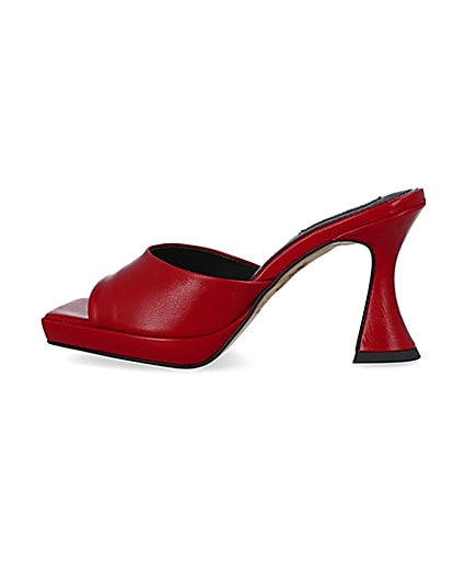 360 degree animation of product Red platform heeled mules frame-4