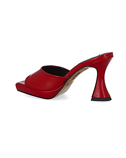 360 degree animation of product Red platform heeled mules frame-5