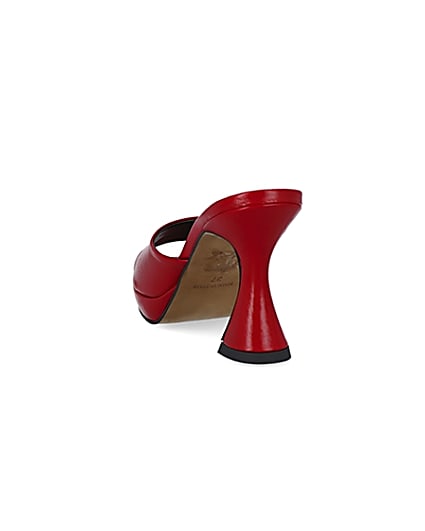 360 degree animation of product Red platform heeled mules frame-8