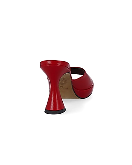 360 degree animation of product Red platform heeled mules frame-10