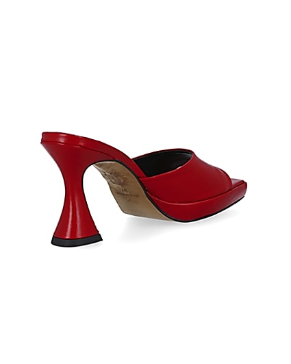 360 degree animation of product Red platform heeled mules frame-12