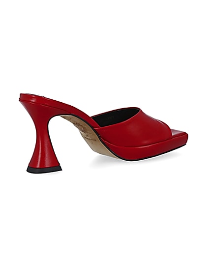 360 degree animation of product Red platform heeled mules frame-13