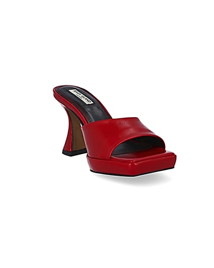 360 degree animation of product Red platform heeled mules frame-19