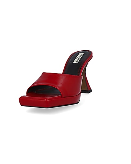 360 degree animation of product Red platform heeled mules frame-23
