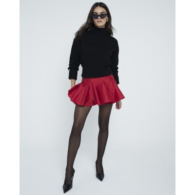 River island red pleated skirt clearance