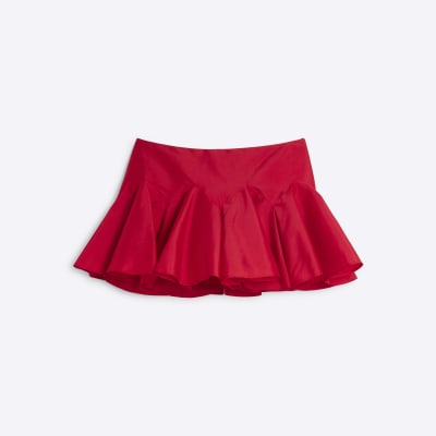 River island red pleated skirt top