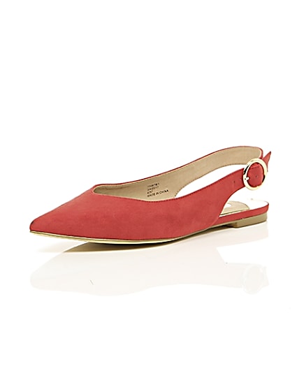 360 degree animation of product Red pointed slingback shoes frame-0