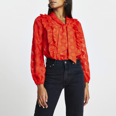 river island polka dot blouse